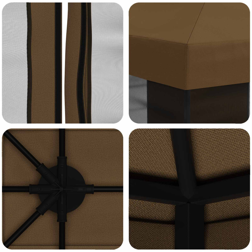 Produktbild för Trädgårdsgazebo med sidoväggar 4 × 3 m Taupe Polyester och Stål