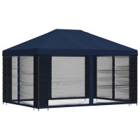 Produktbild för Trädgårdsgazebo med sidoväggar 4 × 3 m Blå Polyester och Stål