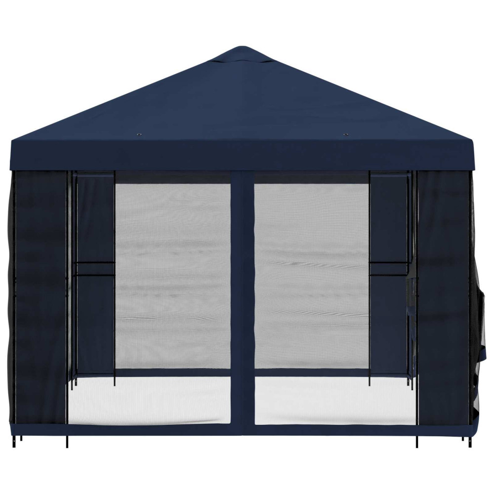 Produktbild för Trädgårdsgazebo med sidoväggar 4 × 3 m Blå Polyester och Stål