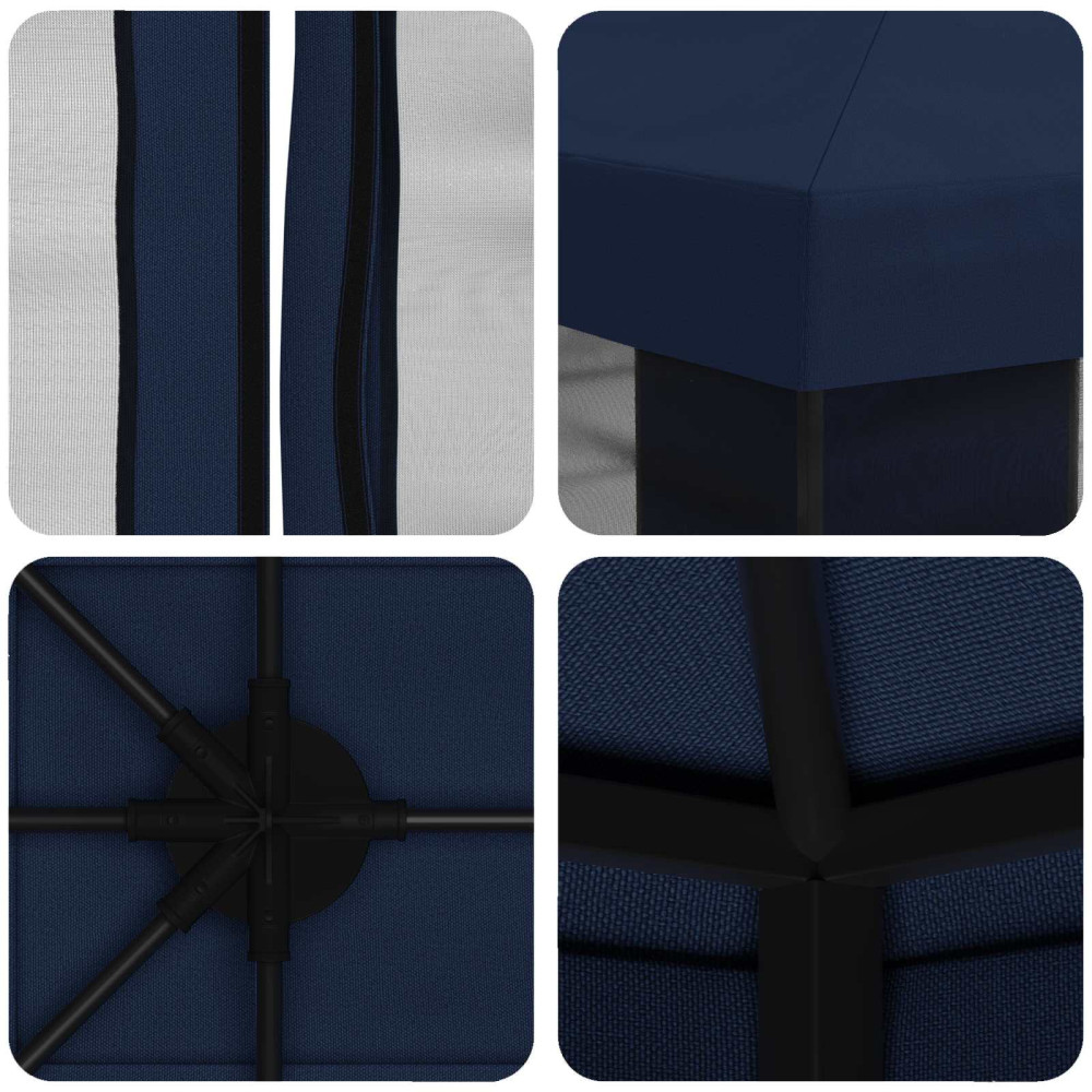 Produktbild för Trädgårdsgazebo med sidoväggar 4 × 3 m Blå Polyester och Stål