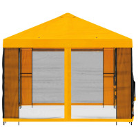 Produktbild för Trädgårdsgazebo med sidoväggar 4 × 3 m Gul Polyester och Stål