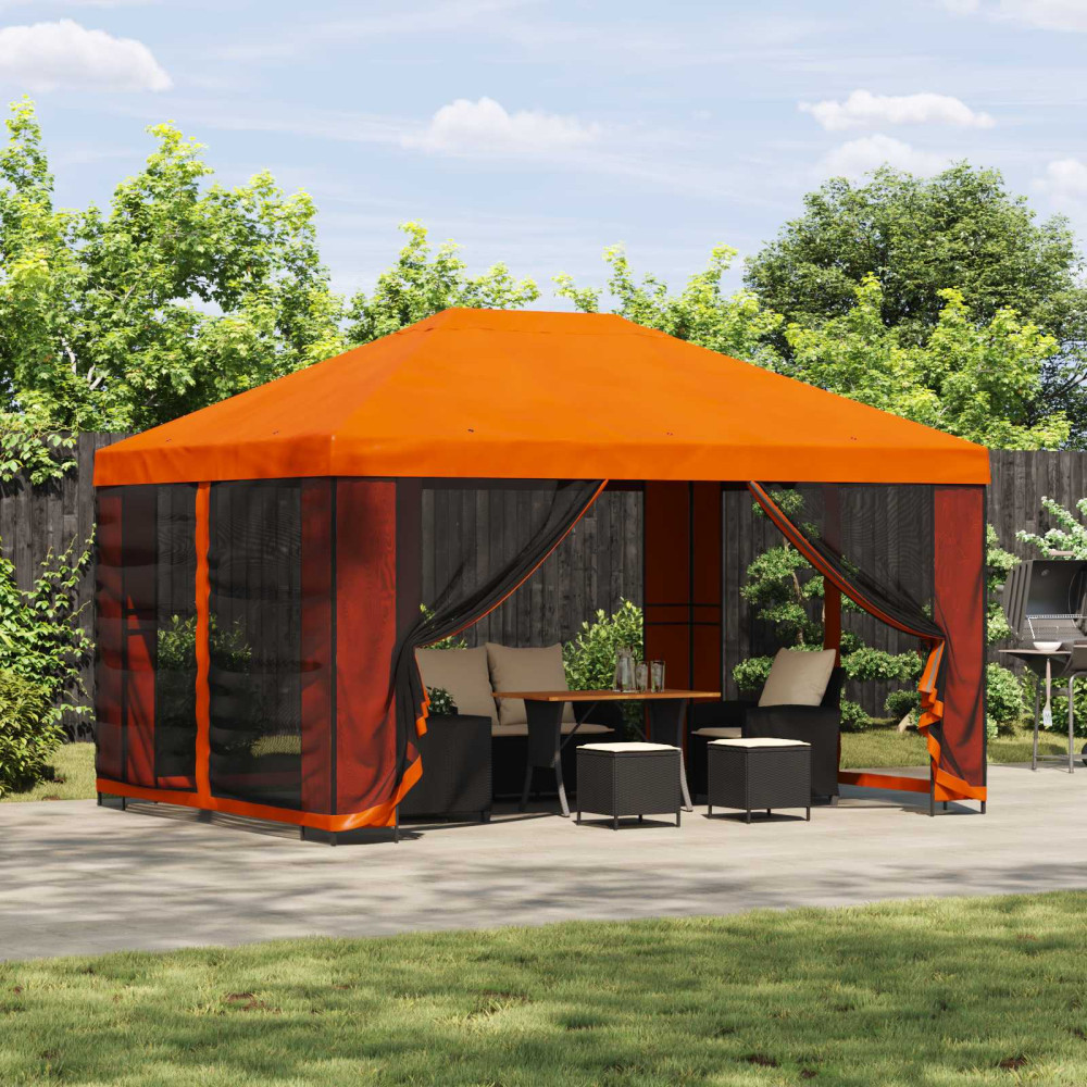 Produktbild för Trädgårdsgazebo med sidoväggar 4 × 3 m Orange