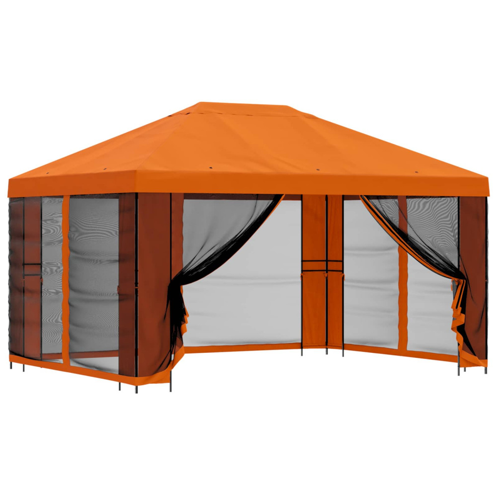 Produktbild för Trädgårdsgazebo med sidoväggar 4 × 3 m Orange