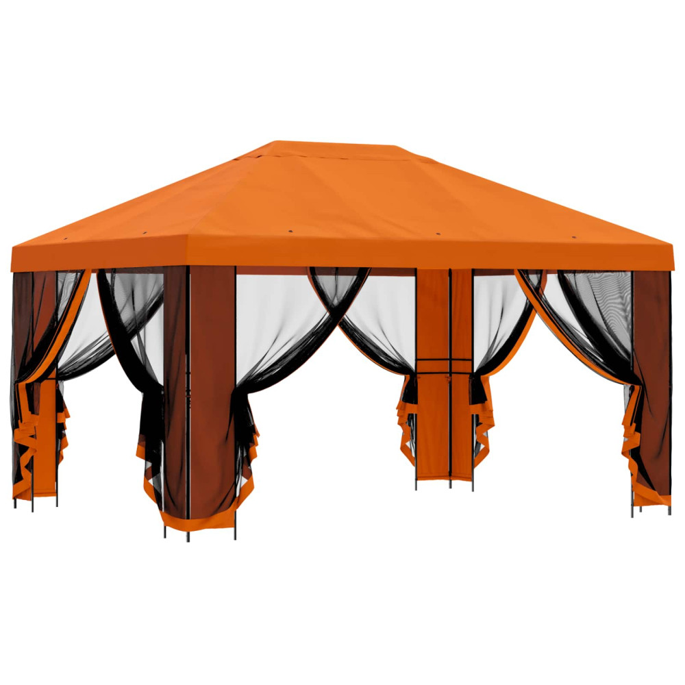 Produktbild för Trädgårdsgazebo med sidoväggar 4 × 3 m Orange
