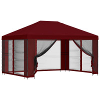 Produktbild för Trädgårdsgazebo med sidoväggar 4 × 3 m Vinröd