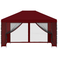 Produktbild för Trädgårdsgazebo med sidoväggar 4 × 3 m Vinröd