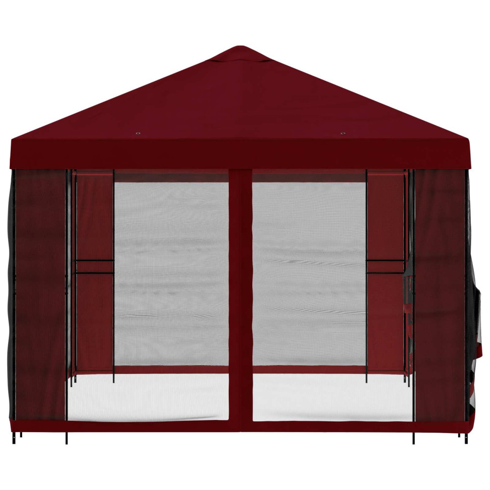 Produktbild för Trädgårdsgazebo med sidoväggar 4 × 3 m Vinröd