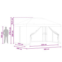 Produktbild för Trädgårdsgazebo med sidoväggar 4 × 3 m Vinröd