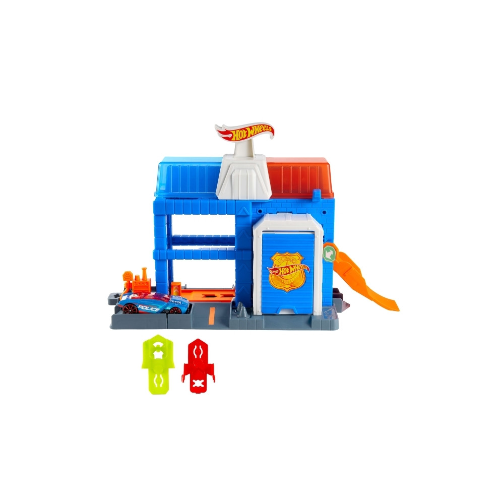 Produktbild för Hot Wheels City Polistornet i centrum-lekset och en formgjut...
