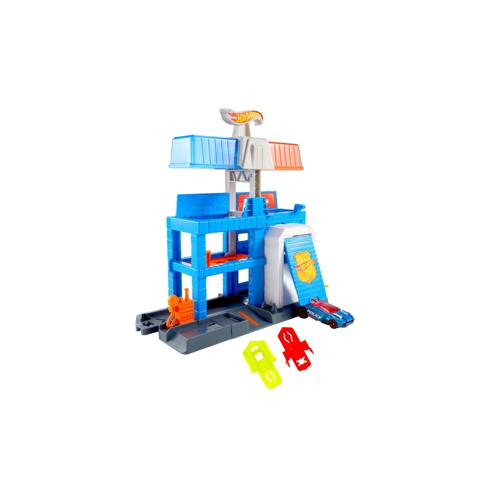 Produktbild för Hot Wheels City Polistornet i centrum-lekset och en formgjut...