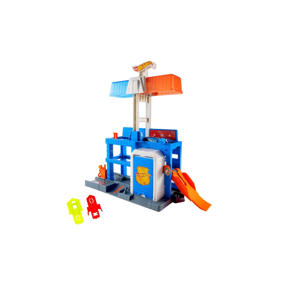 Produktbild för Hot Wheels City Polistornet i centrum-lekset och en formgjut...
