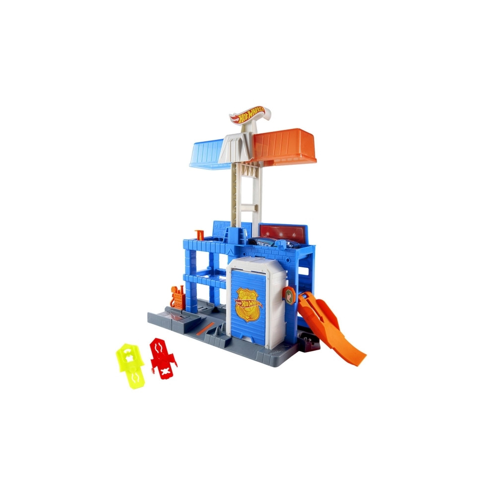 Produktbild för Hot Wheels City Polistornet i centrum-lekset och en formgjut...