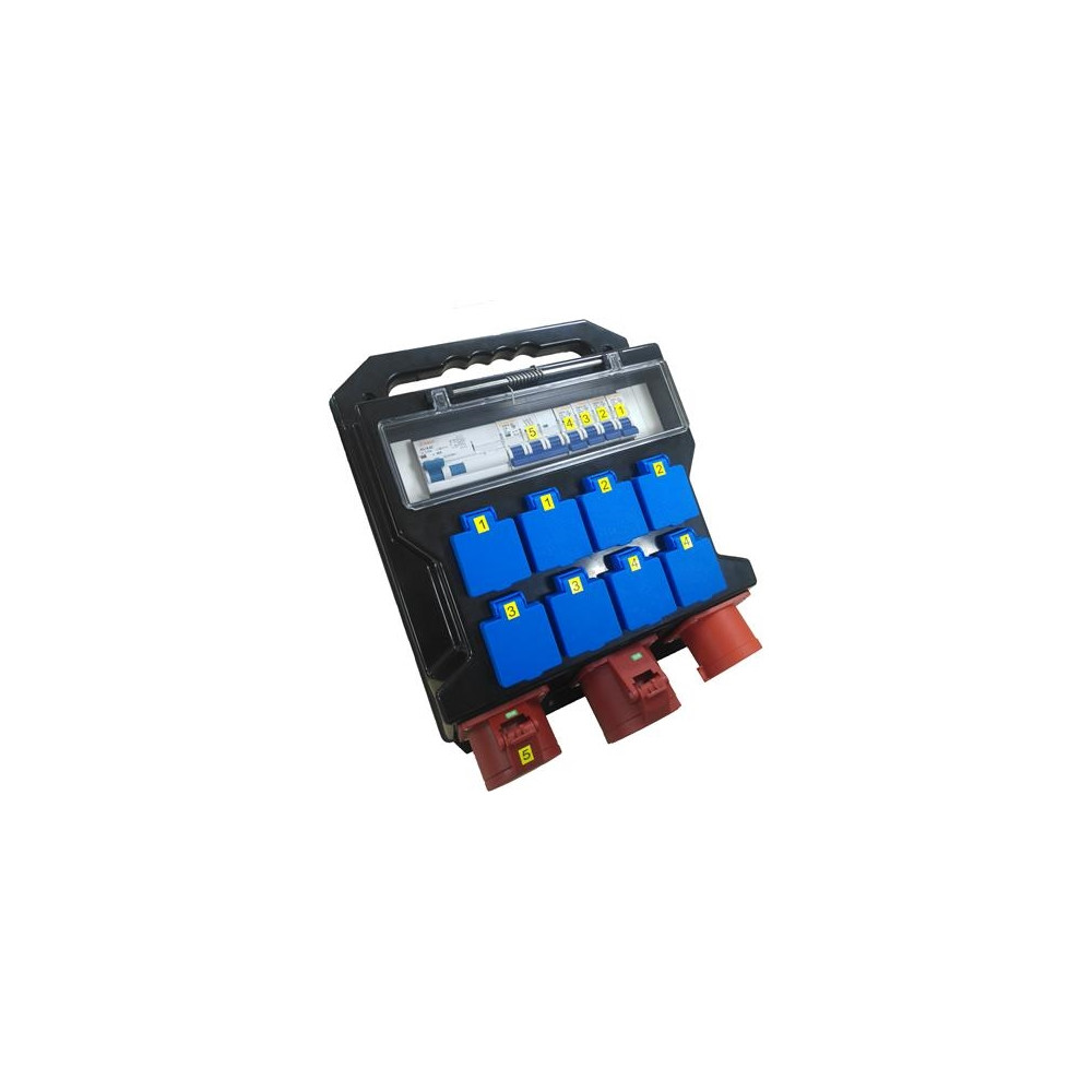 Produktbild för Byggplatscentral 32A 1x32A 5-pol CEE intag, 1x32A 5-pol CEE...