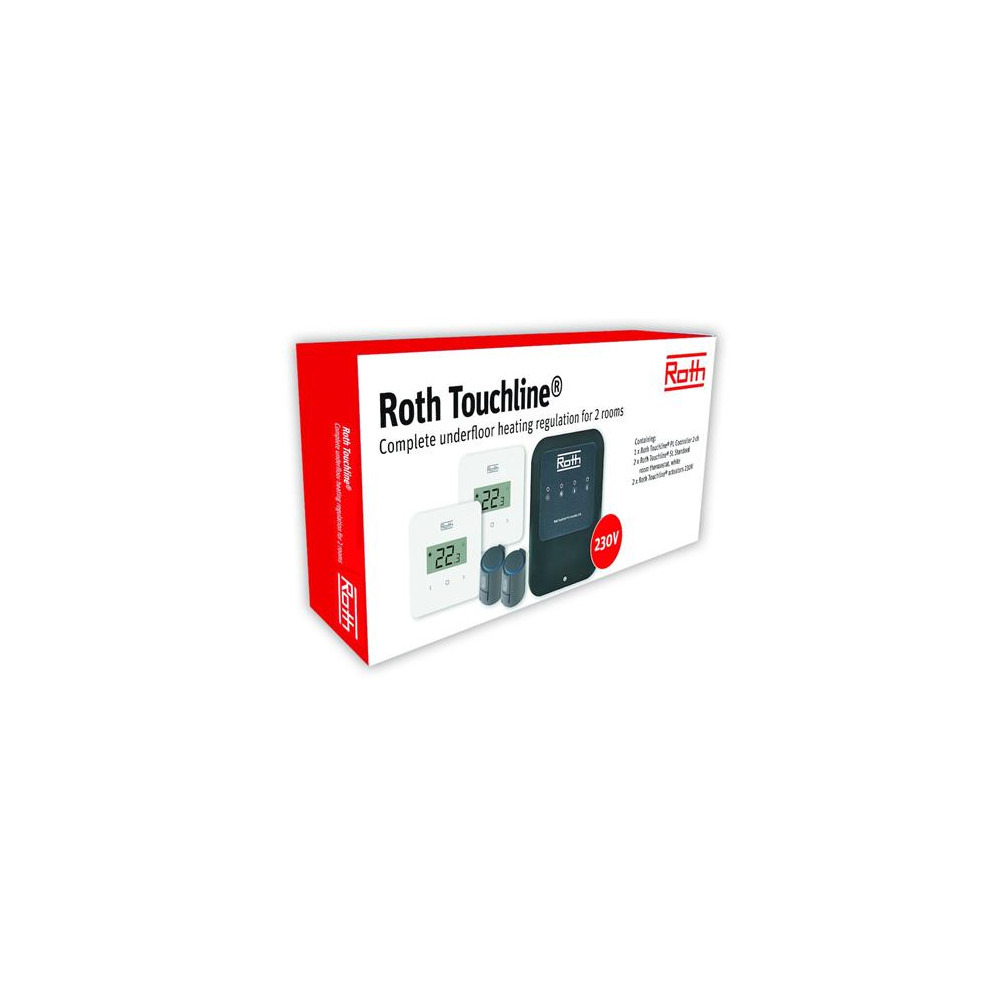 Produktbild för Roth Touchline®PL rumsreglering för 2 rum komplett uppsättni...