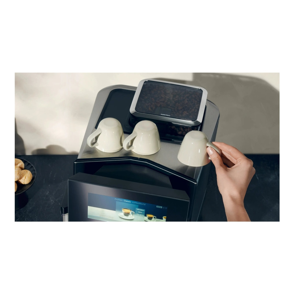 Produktbild för Siemens EQ900 TQ905DF9 - automatisk kaffekokare med mjölkskummare - 19 bar - svart / rostfritt stål