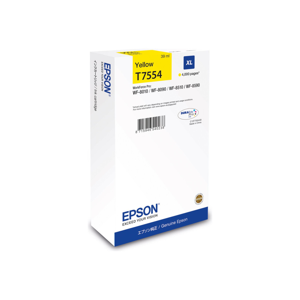 Produktbild för Epson T7554 - XL-storlek - gul - original - bläckpatron