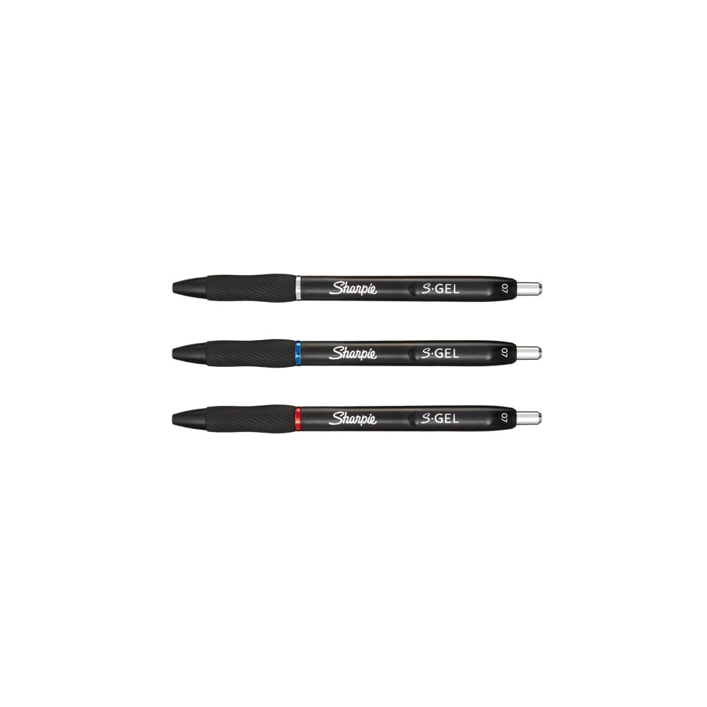 Produktbild för Sharpie S-Gel, Indragbar gelpenna, Svart, Blå, Röd, Svart, M...
