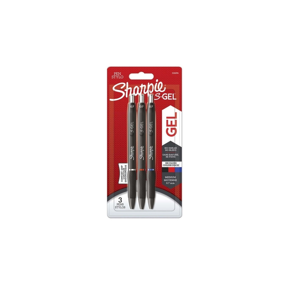 Produktbild för Sharpie S-Gel, Indragbar gelpenna, Svart, Blå, Röd, Svart, M...
