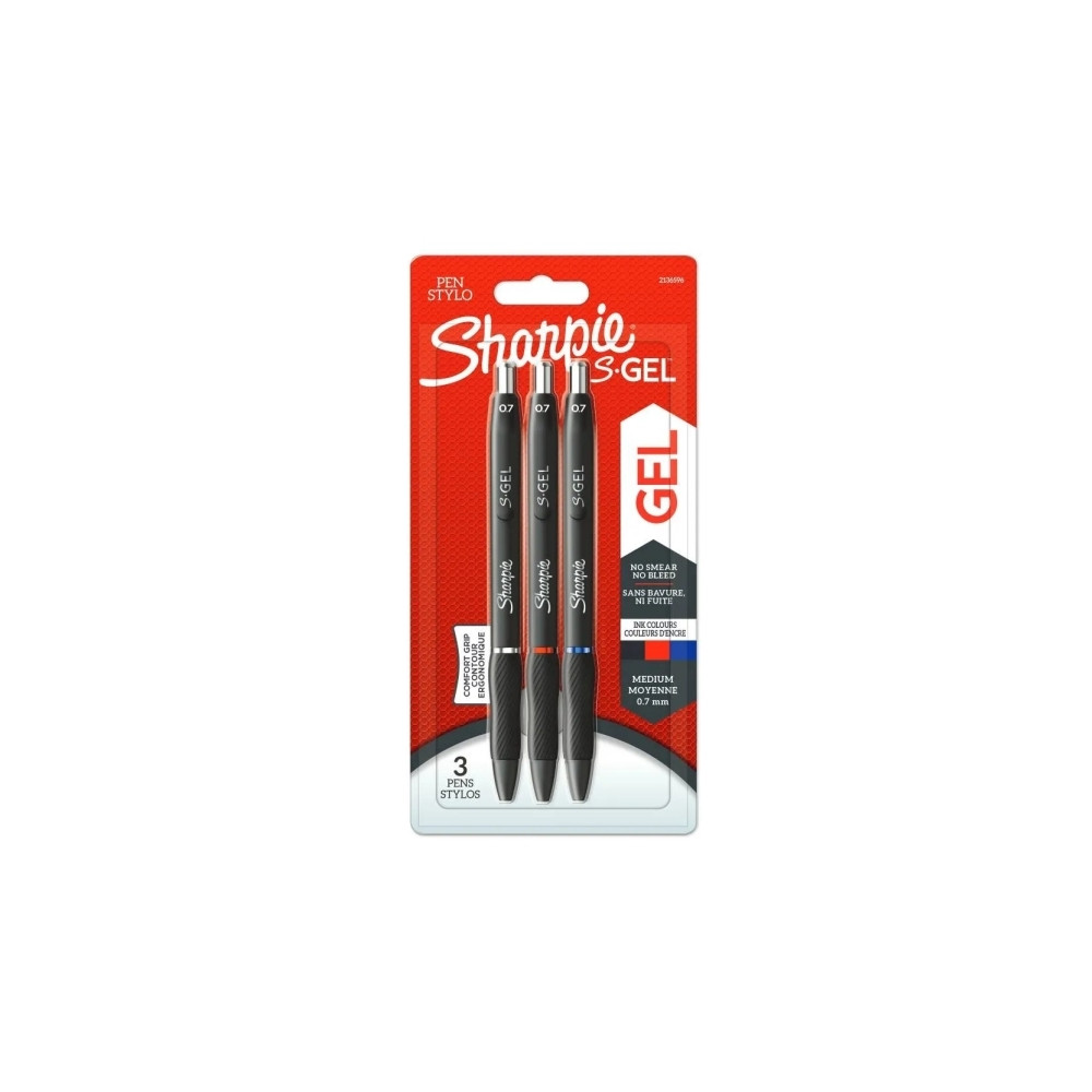 Produktbild för Sharpie S-Gel, Indragbar gelpenna, Svart, Blå, Röd, Svart, M...
