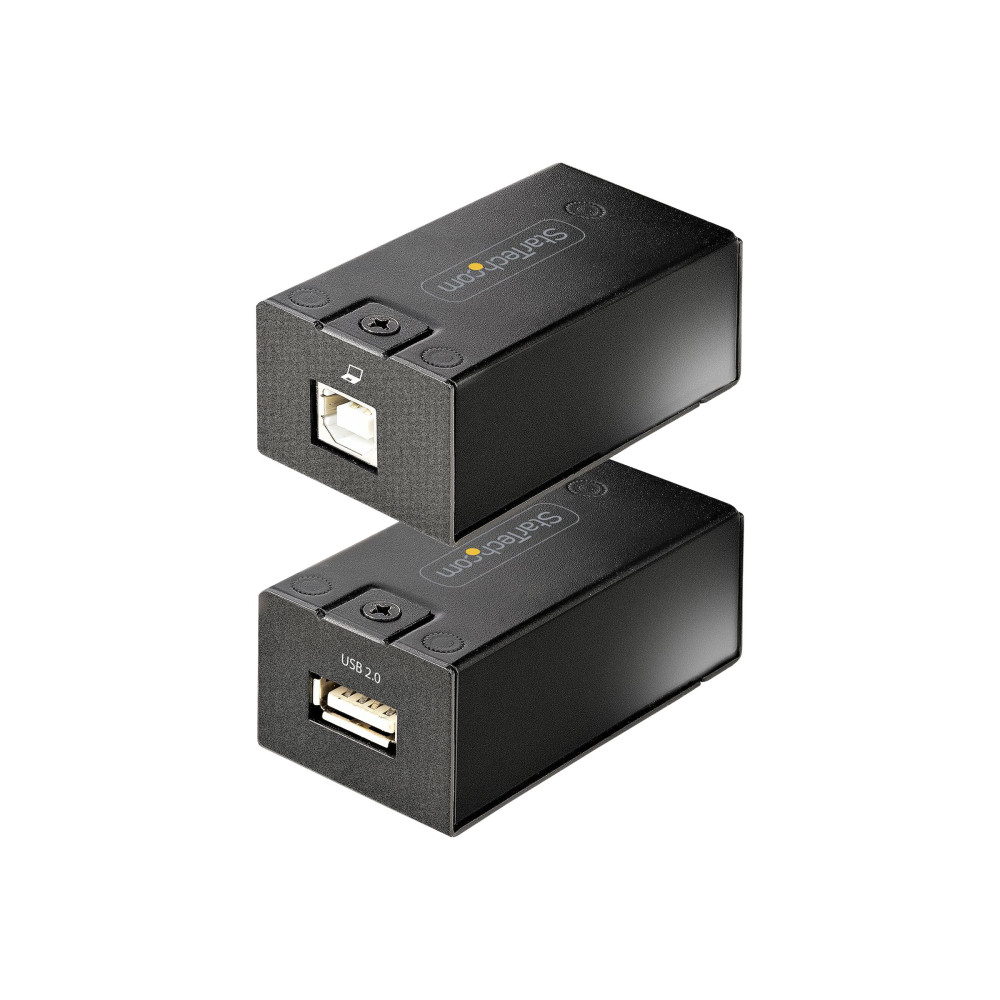 Produktbild för StarTech.com USB 2.0 Extender over Cat5e/Cat6 Cable (RJ45), 492ft/150m USB Over Ethernet Extender/Adapter Kit - Externally Powered USB Extender, USB to Ethernet Converter, 480 Mbps, Rugged Metal Housing (C15012-USB-EXTENDER) - USB-förlängningskabel - USB 