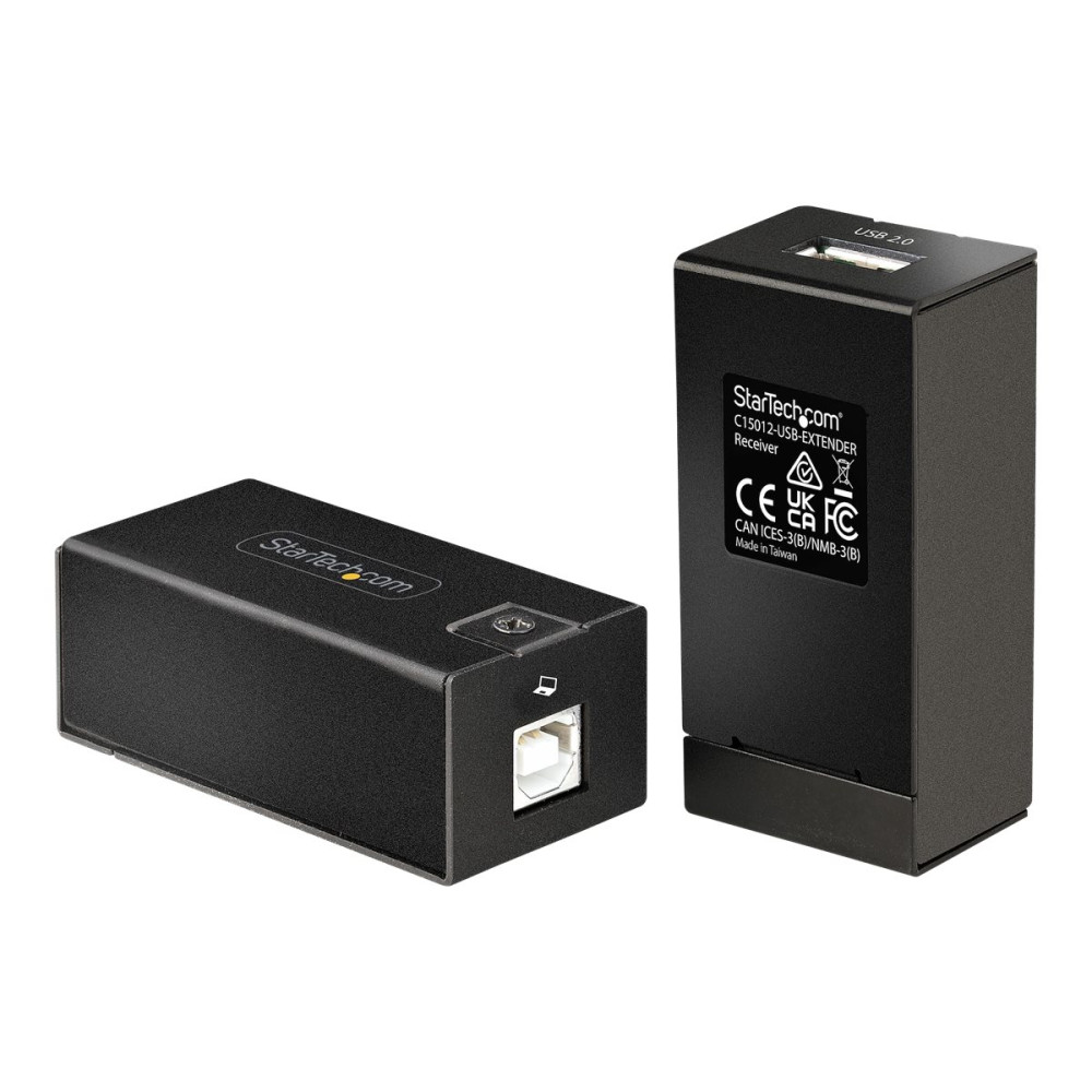 Produktbild för StarTech.com USB 2.0 Extender over Cat5e/Cat6 Cable (RJ45), 492ft/150m USB Over Ethernet Extender/Adapter Kit - Externally Powered USB Extender, USB to Ethernet Converter, 480 Mbps, Rugged Metal Housing (C15012-USB-EXTENDER) - USB-förlängningskabel - USB 