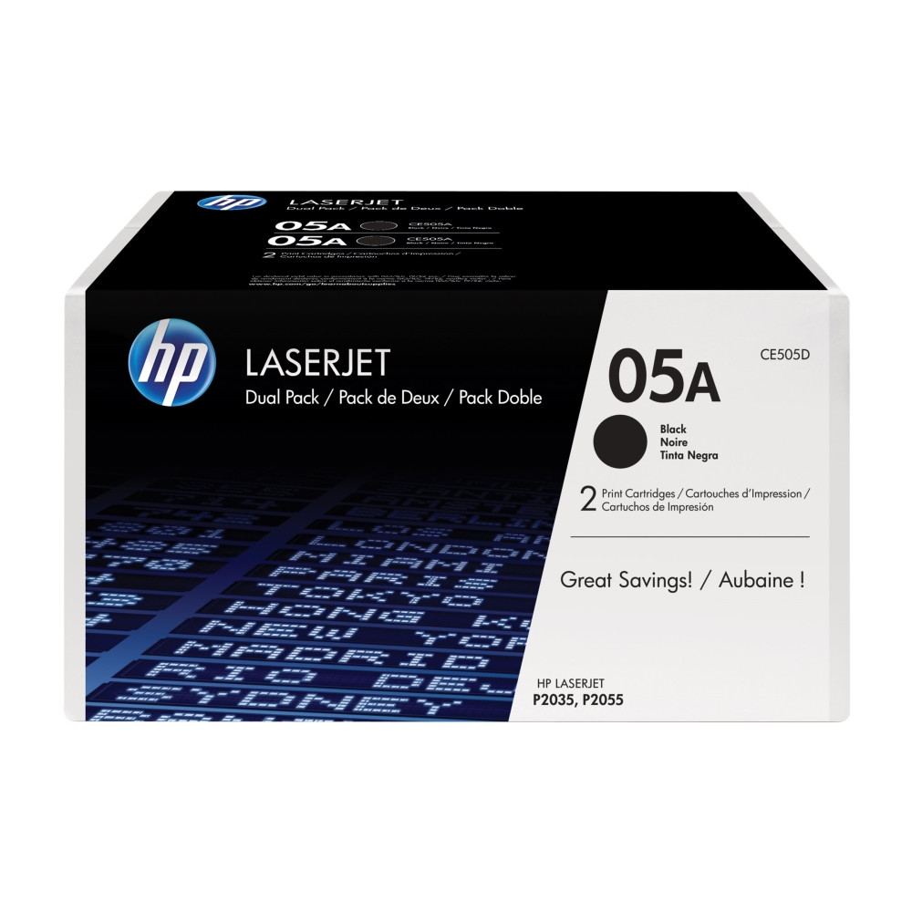 Produktbild för HP 05A - 2-pack - svart - original - LaserJet - tonerkassett (CE505D)