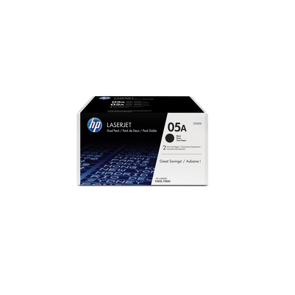 Produktbild för HP 05A - 2-pack - svart - original - LaserJet - tonerkassett (CE505D)
