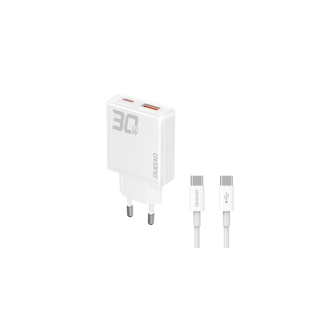 Produktbild för Dudao A30EU adapter 30W GaN 1xUSB-C 1xUSB-A (USB-C till USB-...