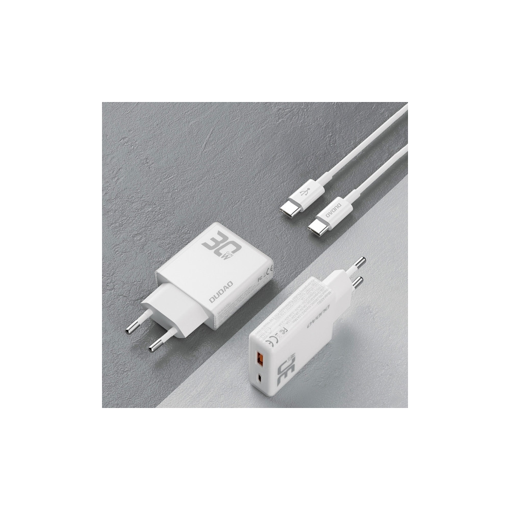 Produktbild för Dudao A30EU adapter 30W GaN 1xUSB-C 1xUSB-A (USB-C till USB-...