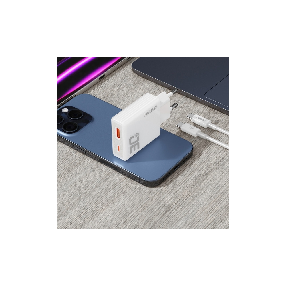 Produktbild för Dudao A30EU adapter 30W GaN 1xUSB-C 1xUSB-A (USB-C till USB-...