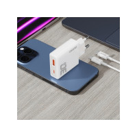 Produktbild för Dudao A30EU adapter 30W GaN 1xUSB-C 1xUSB-A (USB-C till USB-...