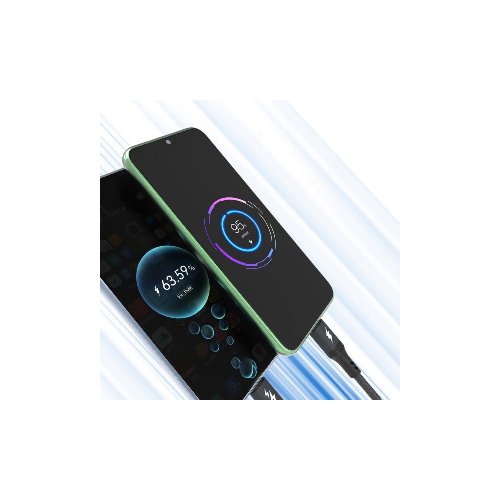Produktbild för Dudao USB-kabel USB-A till USB-C + microUSB + Lightning 1,2...