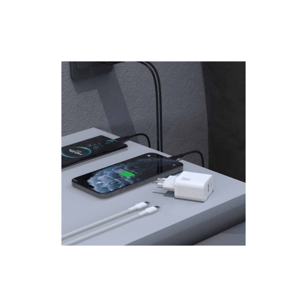 Produktbild för Dudao A26TCEU Adapter 25Watt 1xUSB-C 1xUSB-A (1 m USB-C till...