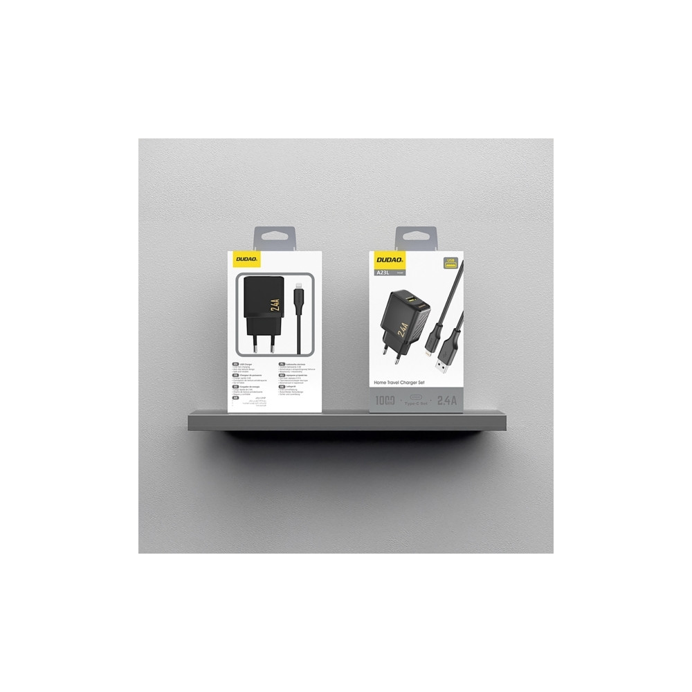 Produktbild för Dudao A23LEU adapter 12W 1xUSB-A (1m USB-A till Lightning-ka...