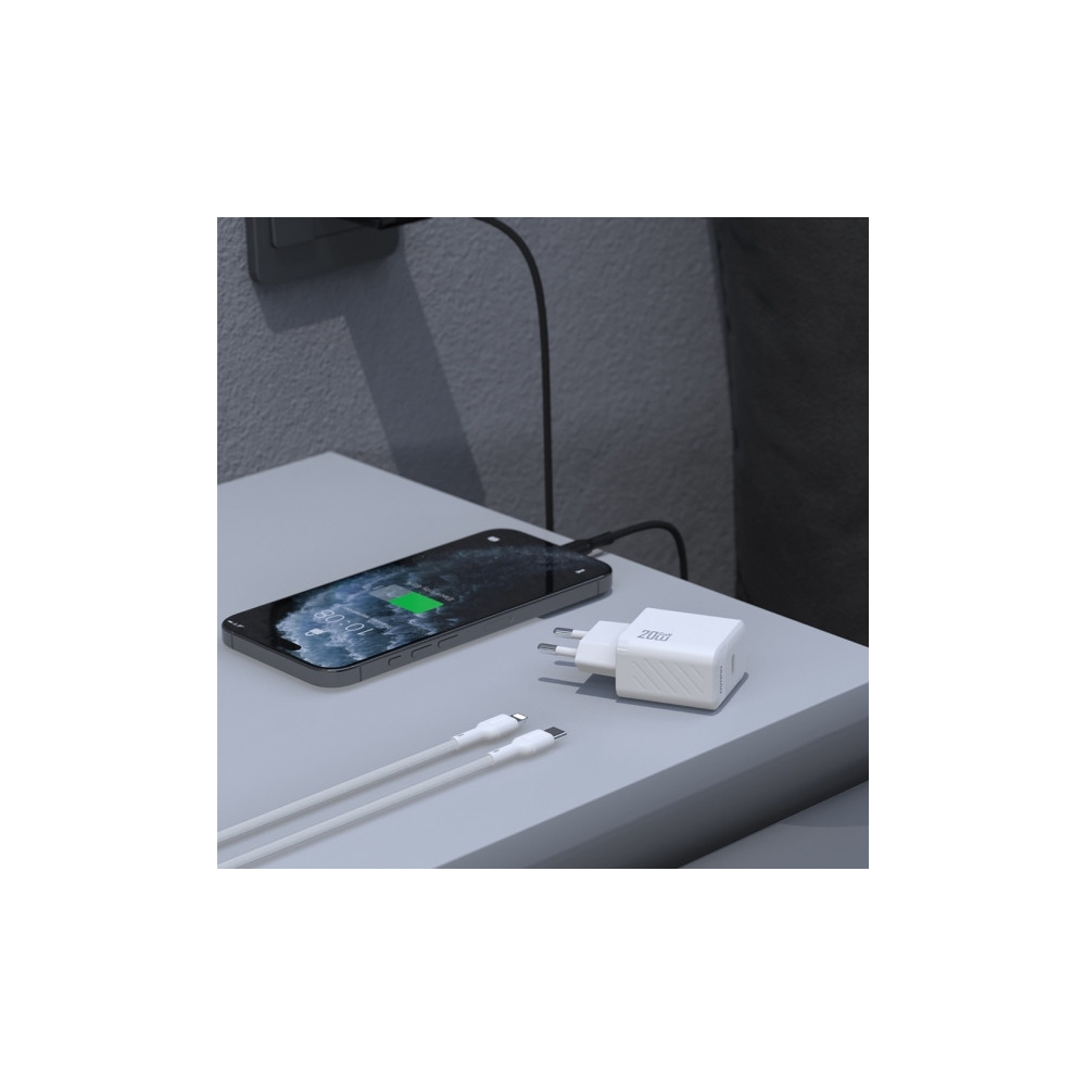 Produktbild för Dudao A26LEU adapter 20W: 1xUSB-C + 1m USB-C till Lightning-...