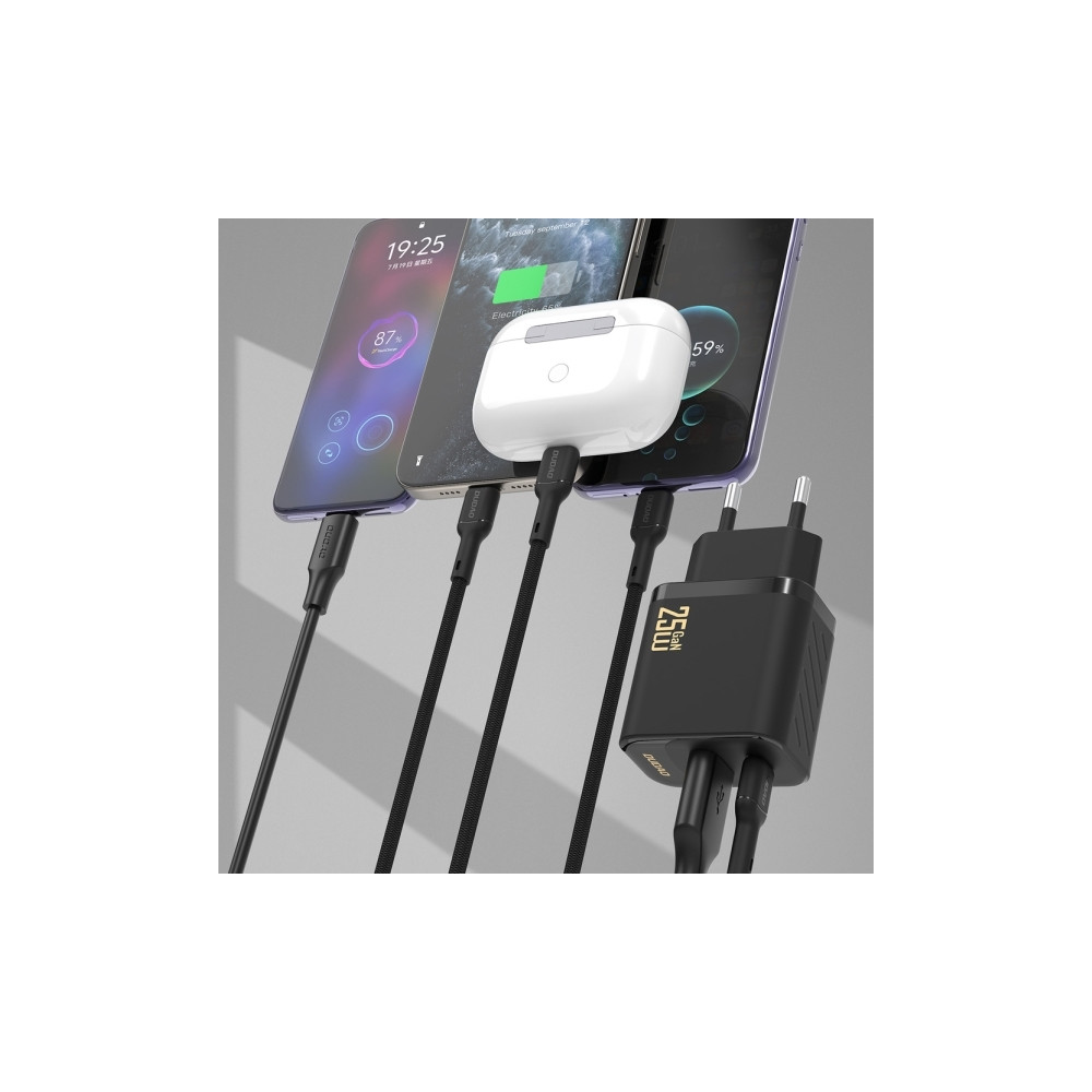 Produktbild för Dudao A26TCEU adapter 25W 1xUSB-C 1xUSB-A 1 m USB-C-kabel in...