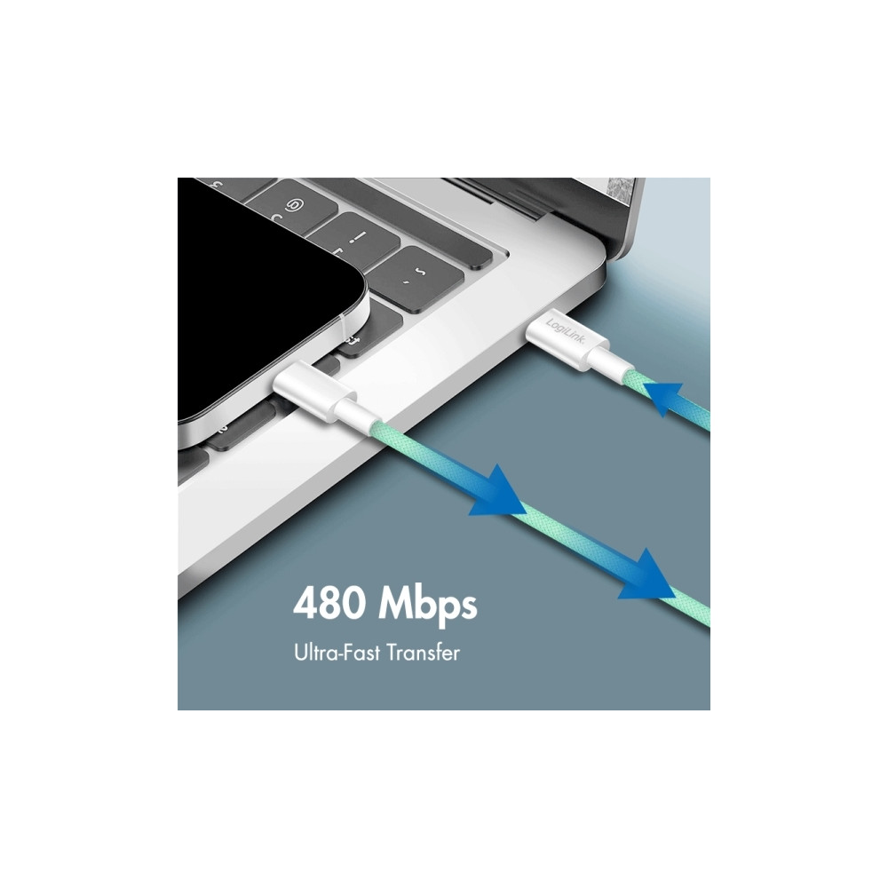 Produktbild för LogiLink CU0347, 1 m, USB C, USB C, USB 2.0, 0,48 Gbit/sek,...