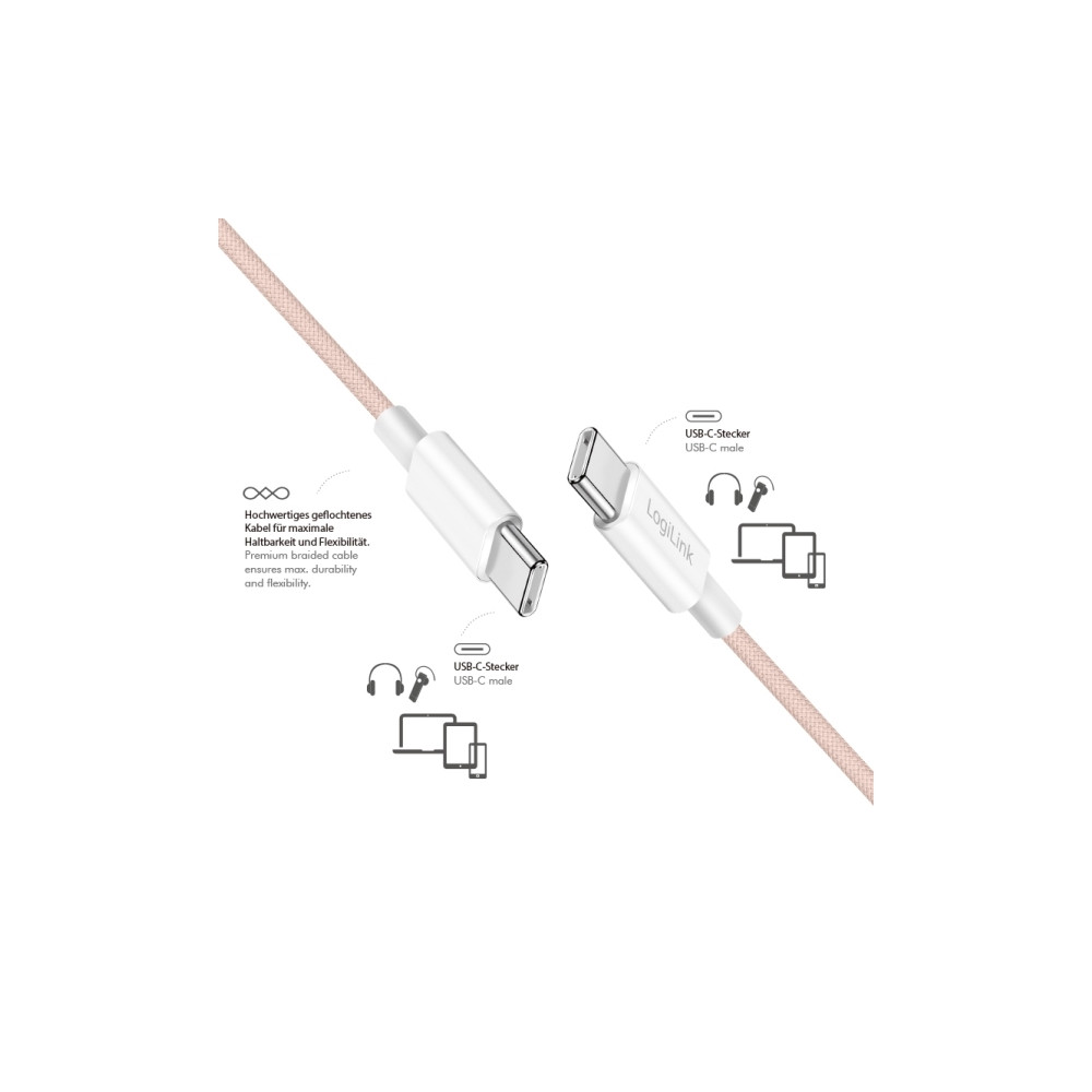 Produktbild för LogiLink CU0343, 1,5 m, USB C, USB C, USB 2.0, 0,48 Gbit/sek...