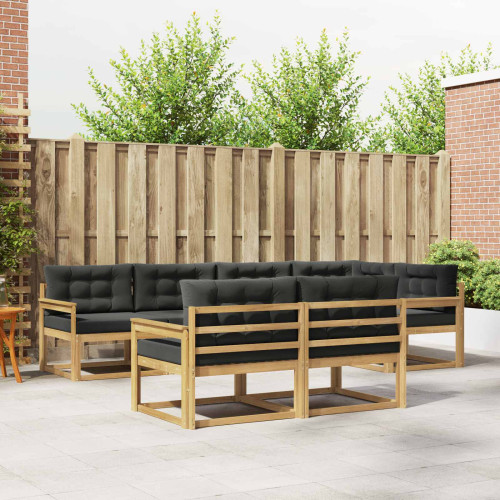 vidaXL Utomhussoffset med kudde 6 pcs Vit och antracit Polyester - Möbelset