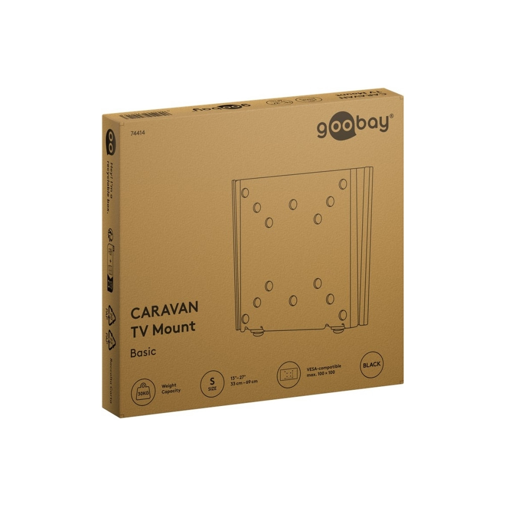 Produktbild för Goobay Basic monteringssats - liten - för platt panel - locking mechanism, anti-vibration joint - svart