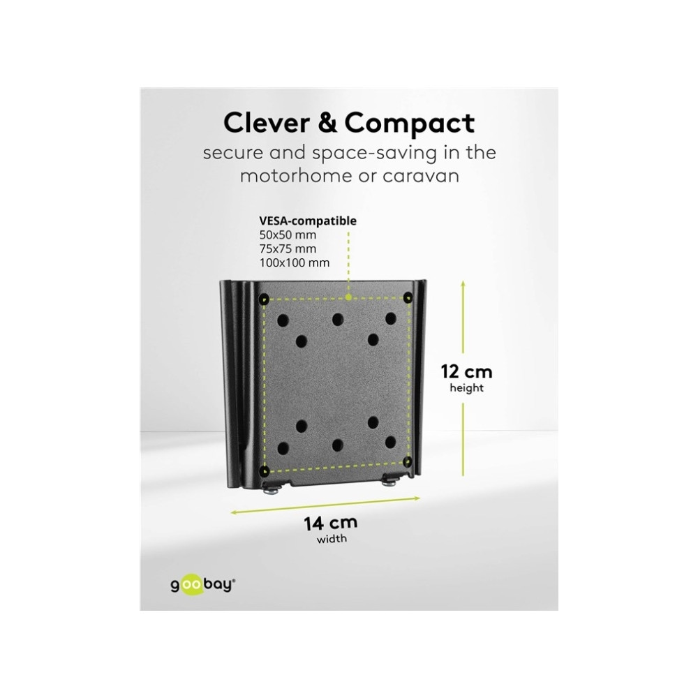 Produktbild för Goobay Basic monteringssats - liten - för platt panel - locking mechanism, anti-vibration joint - svart