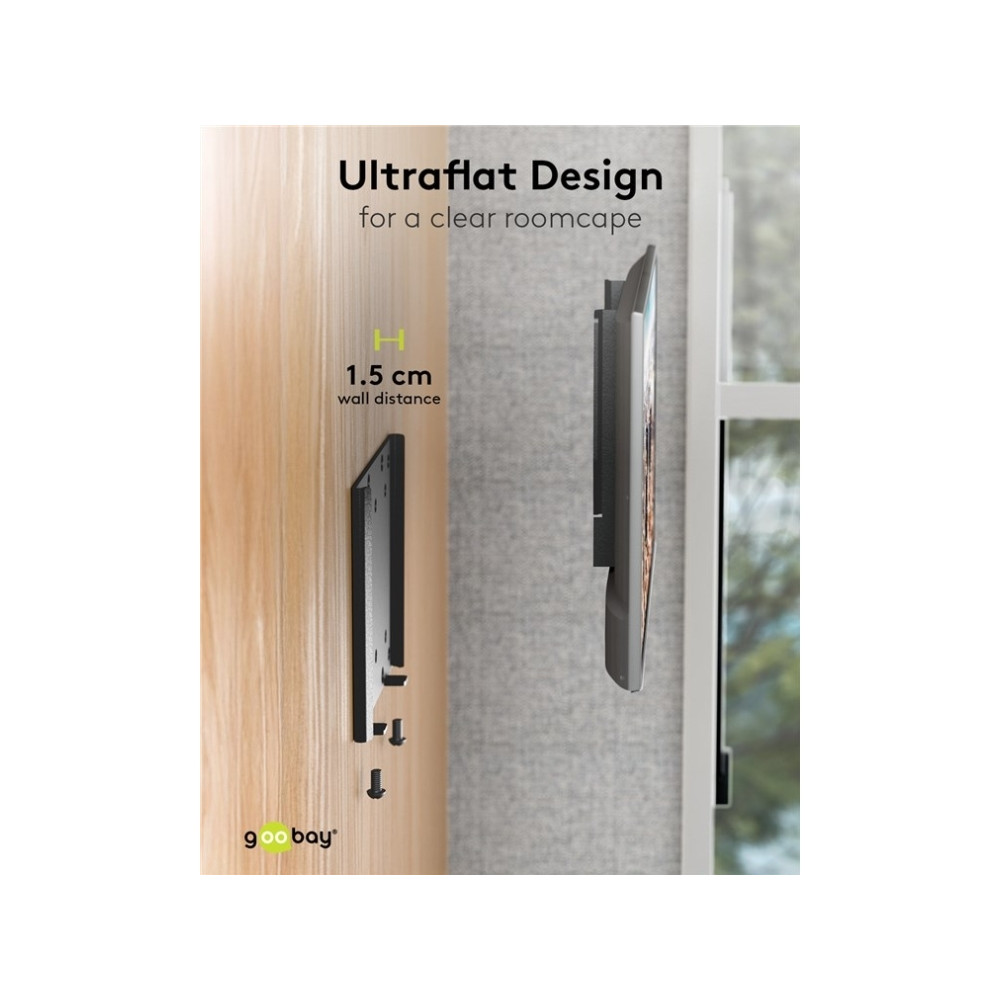 Produktbild för Goobay Basic monteringssats - liten - för platt panel - locking mechanism, anti-vibration joint - svart