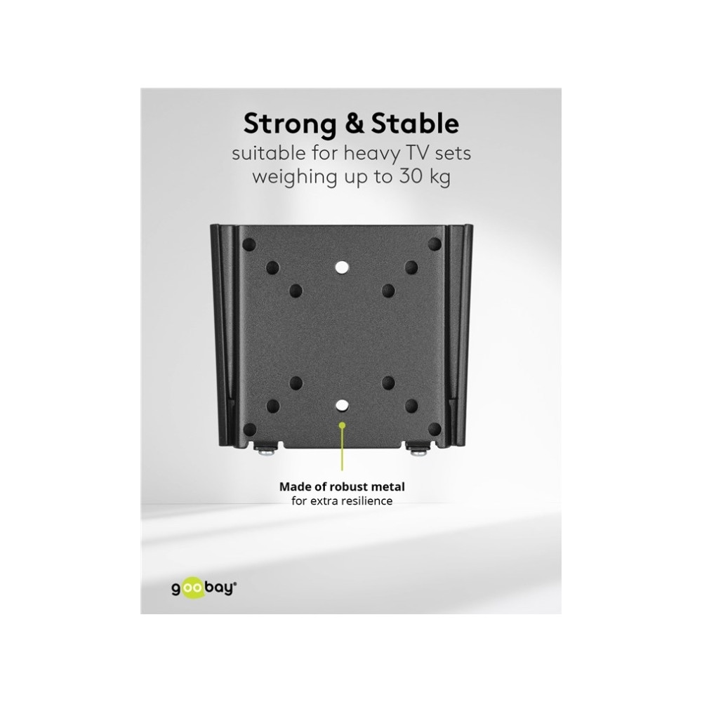 Produktbild för Goobay Basic monteringssats - liten - för platt panel - locking mechanism, anti-vibration joint - svart