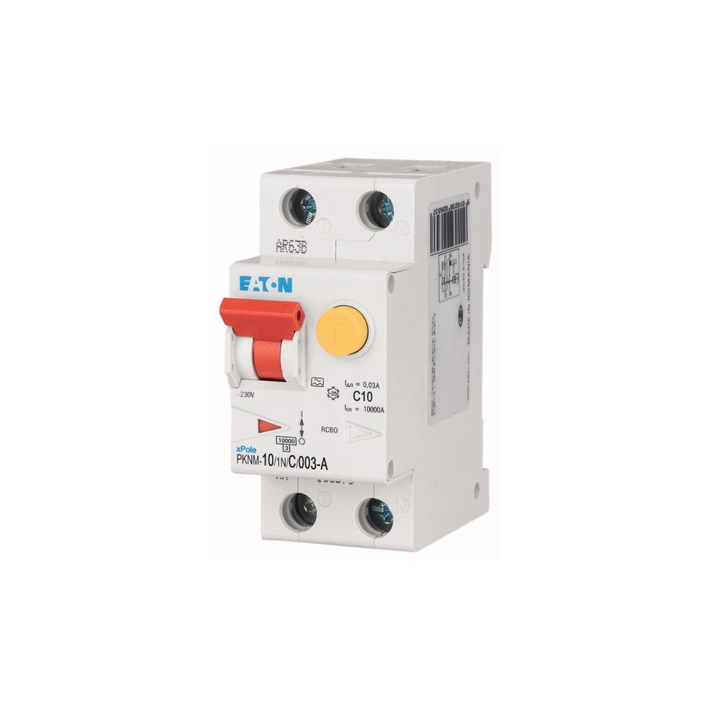 Produktbild för Eaton jordfels-/skyddsbrytare PKNM-10/1N/C/003-A 2P 10A C 0,...