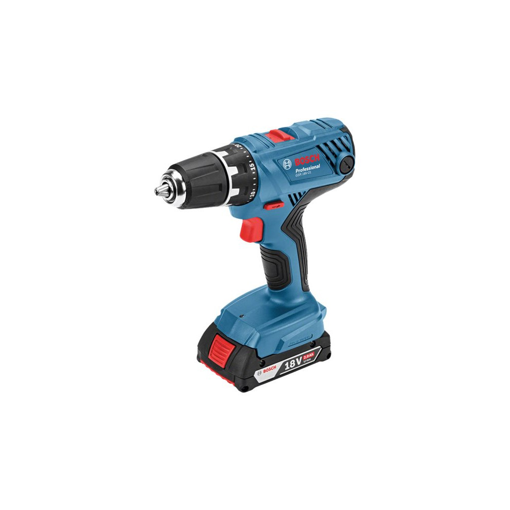 Produktbild för Bosch GSR 18V-21 Professional - borr/drivare - sladdlös - 2 hastigheter - 2 batterier
