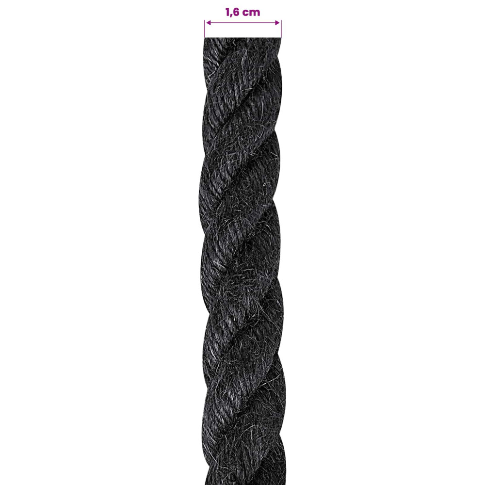 Produktbild för Juterep 16 Svart 100% Tossa jute