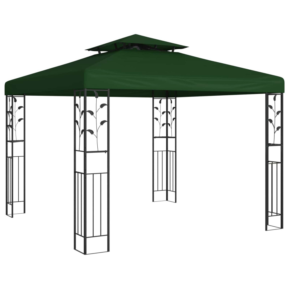 Produktbild för Paviljong 3 x 3 x 2,68 m Grön Polyester och Stål