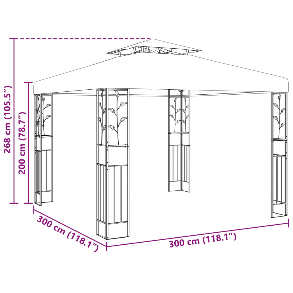 Produktbild för Paviljong 3 x 3 x 2,68 m Grön Polyester och Stål