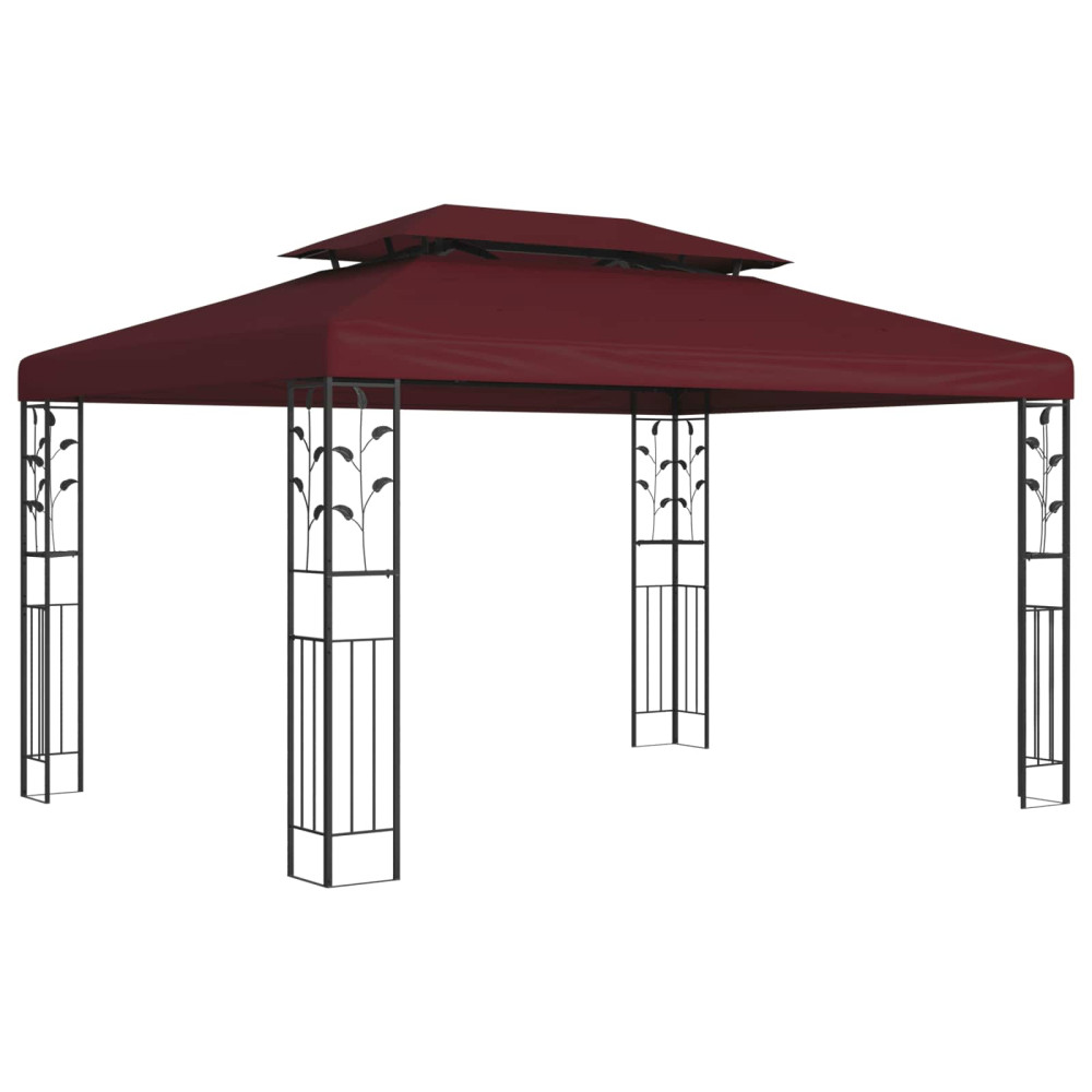 Produktbild för Paviljong 3,97 x 2,96 x 2,68 m Vinröd Polyester och Stål