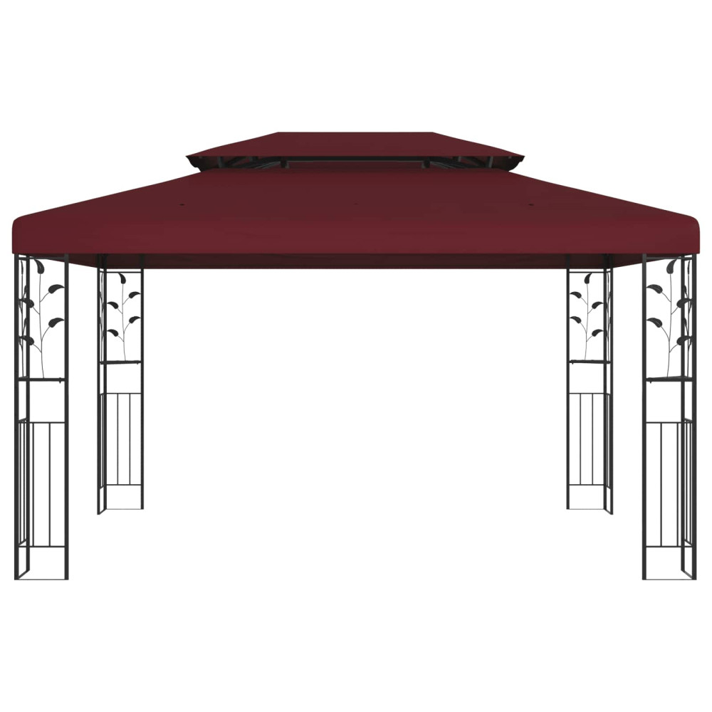 Produktbild för Paviljong 3,97 x 2,96 x 2,68 m Vinröd Polyester och Stål